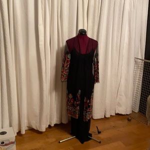 A beautiful embroidered duster  and silk slip